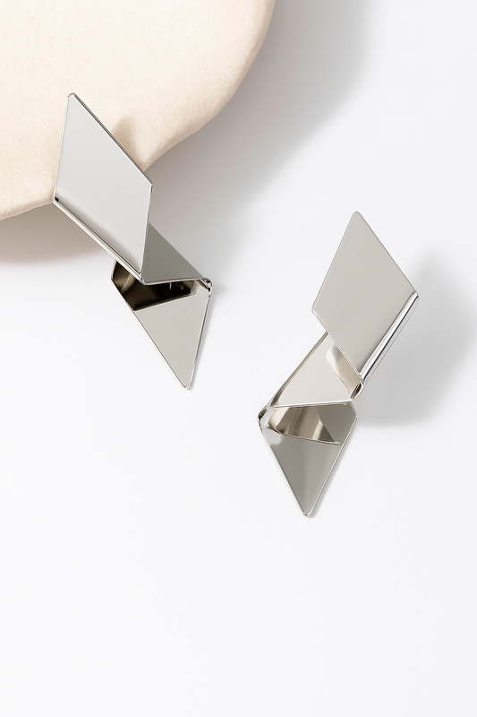 Silver Geometric Illusion Earrings