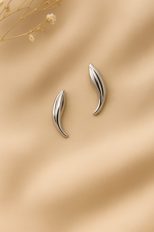 Sleek Silver Flame Studs