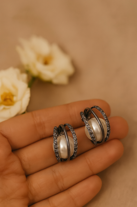 Celestial Orbit Pearl Earrings