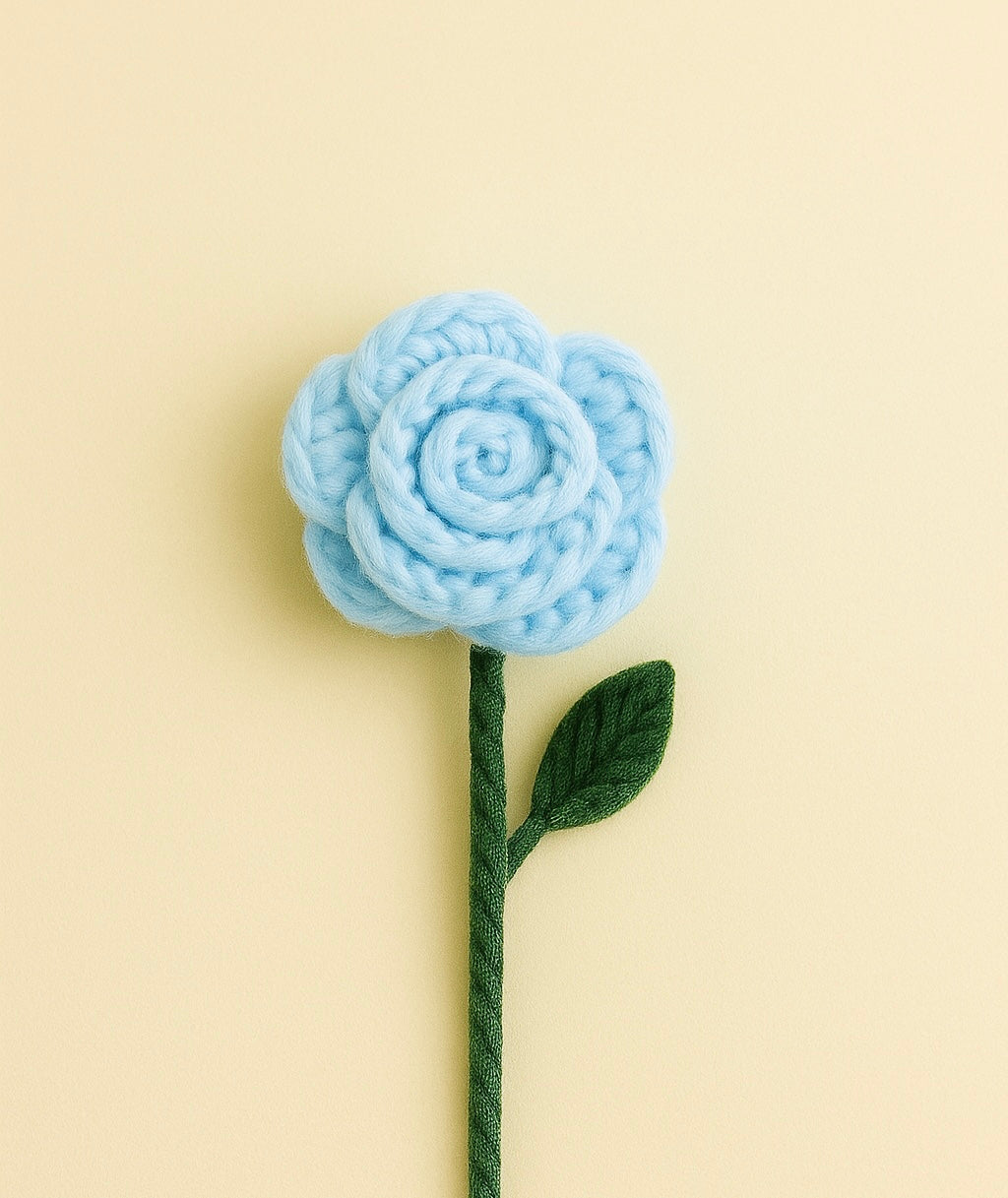 Handcrafted Crochet Rose – Single Stem without bouquet wrap