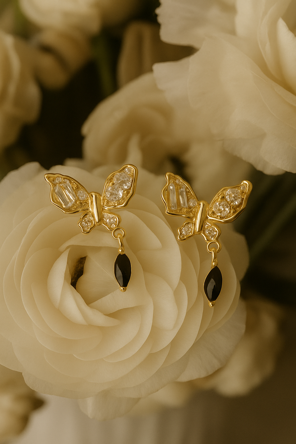 Golden Butterfly Drop Earrings