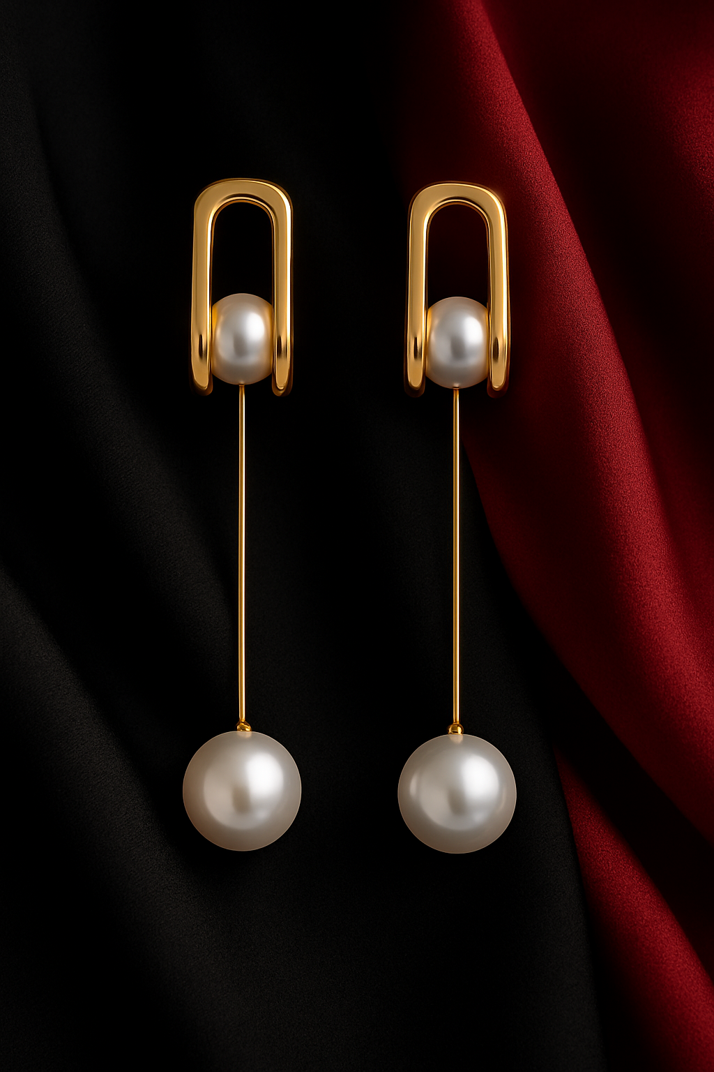 Golden Grace Drop Pearl Earrings