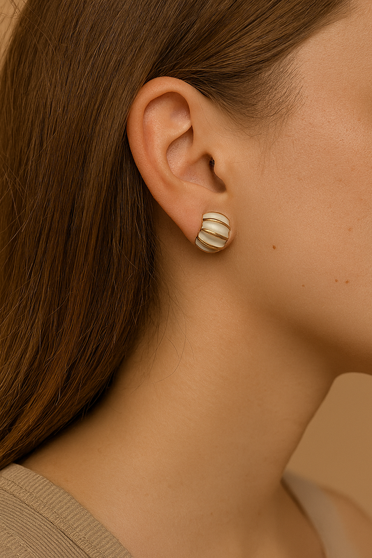 Ivory Shell Dome Studs