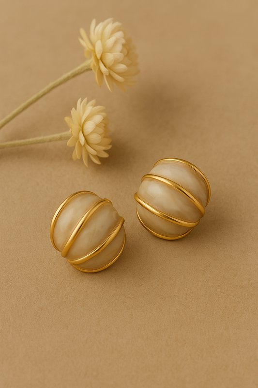 Ivory Shell Dome Studs