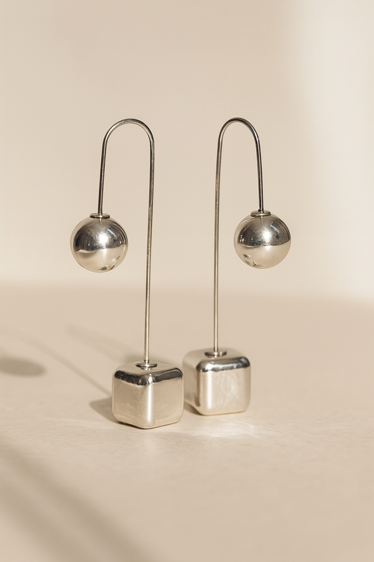Orbit Drop Cube Earrings