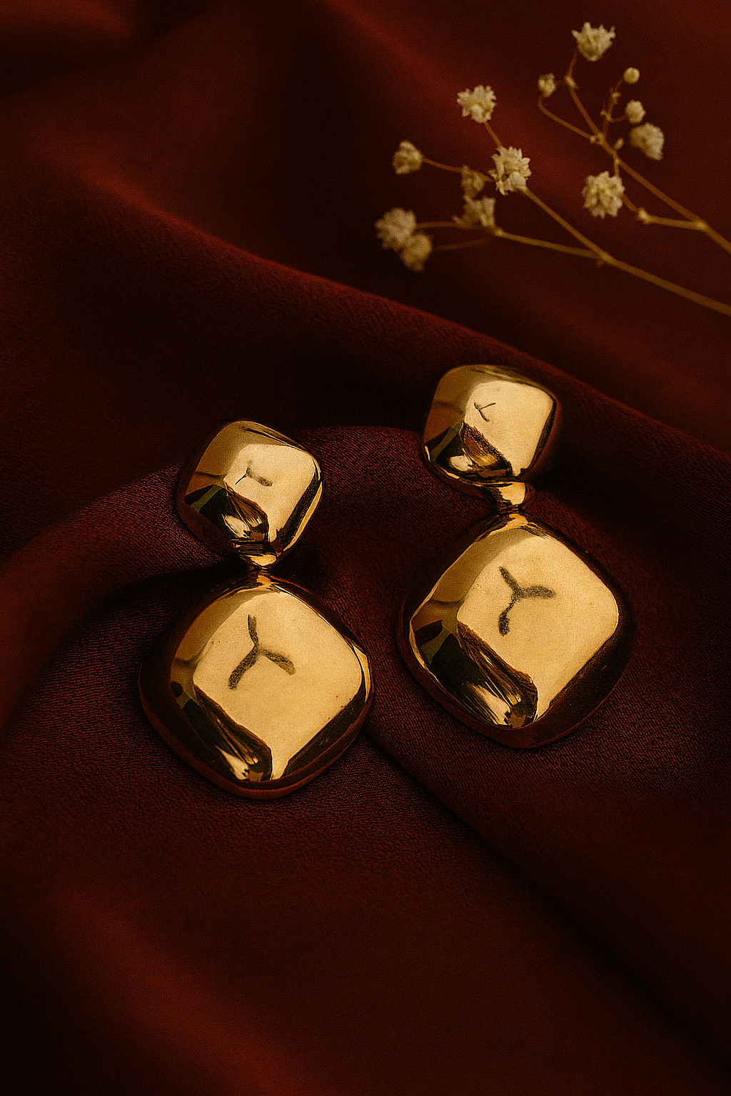 Bold Glossy Gold Drop Earrings