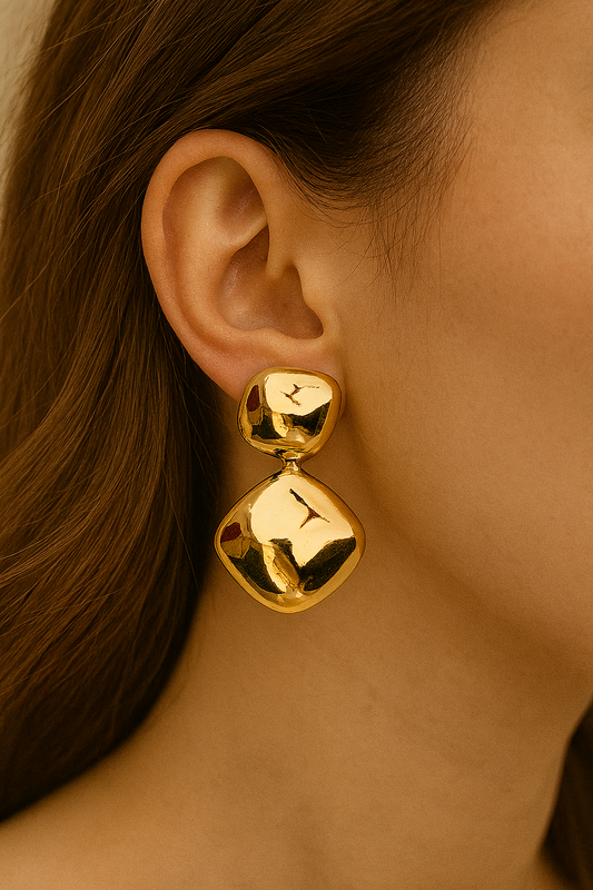 Bold Glossy Gold Drop Earrings