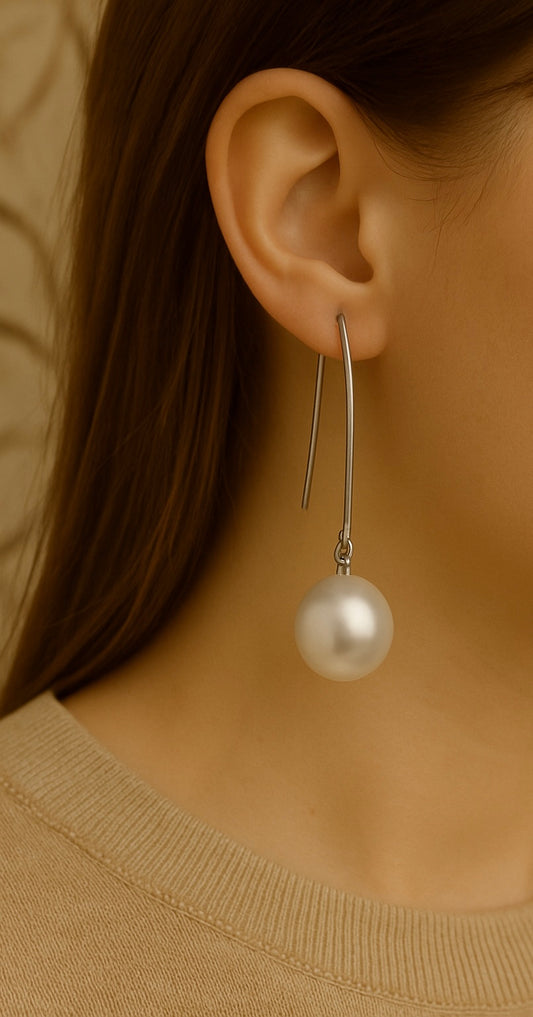 Elegant Pearl Drop Threader Earrings