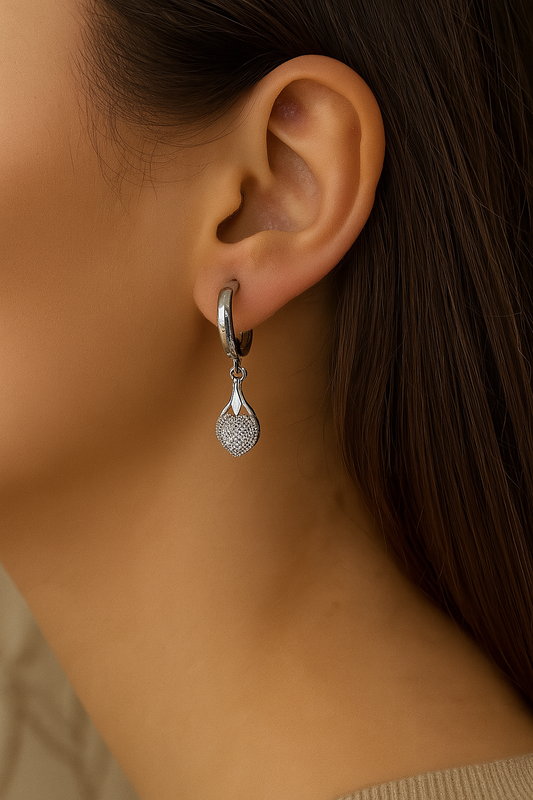 Celestial Spark Heart Drop Earrings