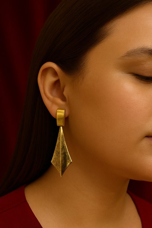 Golden Blade Drop Earrings