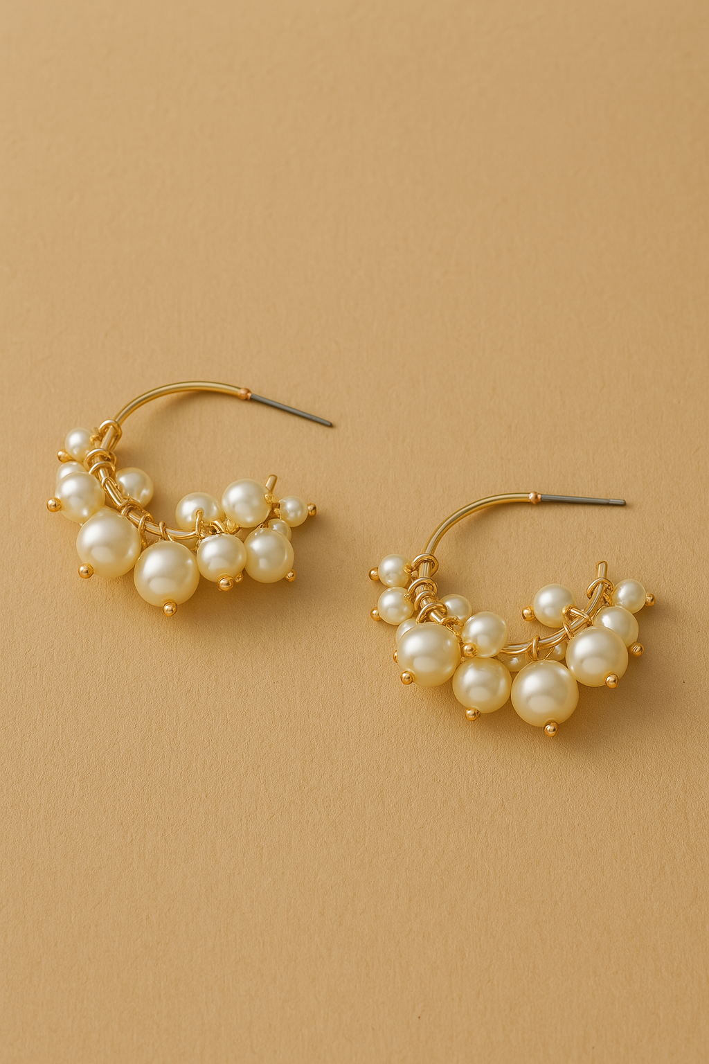 Luxe Pearl Cluster Hoop Earrings