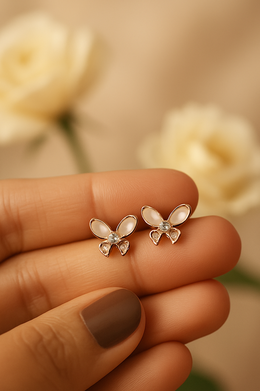 Glossy Butterfly Crystal Studs