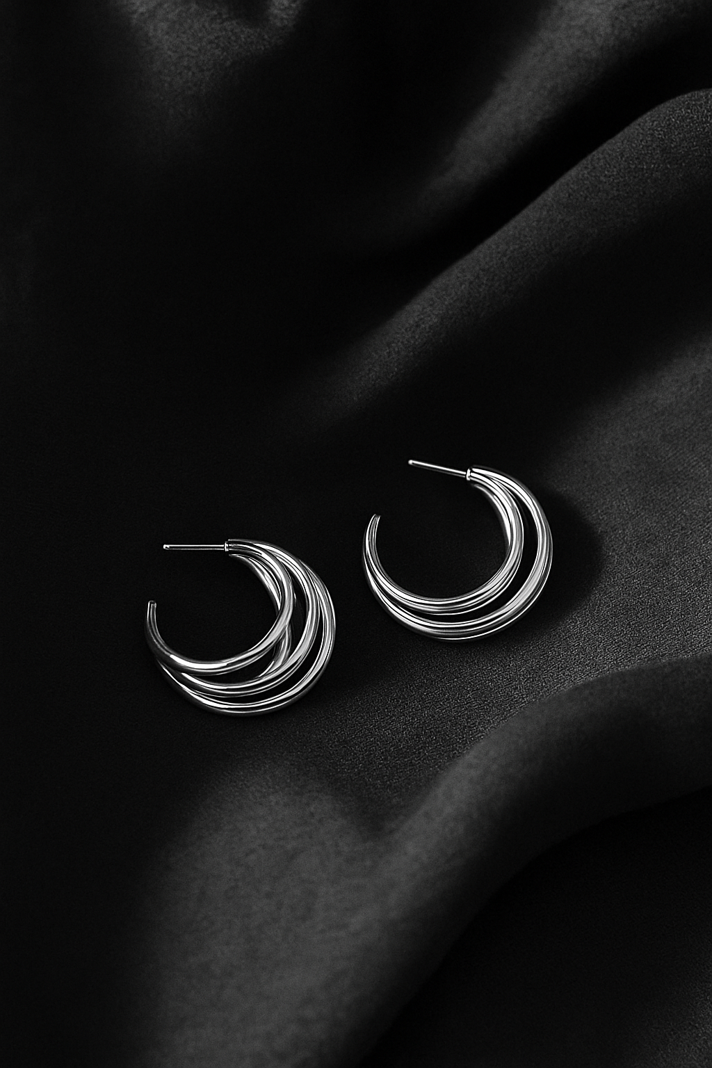 Fivefold Radiance Silver Hoop Earrings