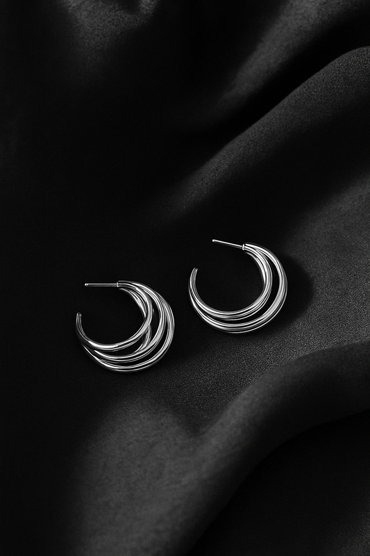 Fivefold Radiance Silver Hoop Earrings