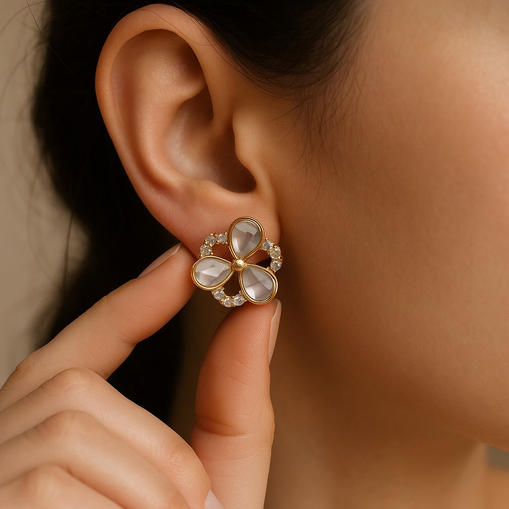 Rose Quartz Bloom Studs