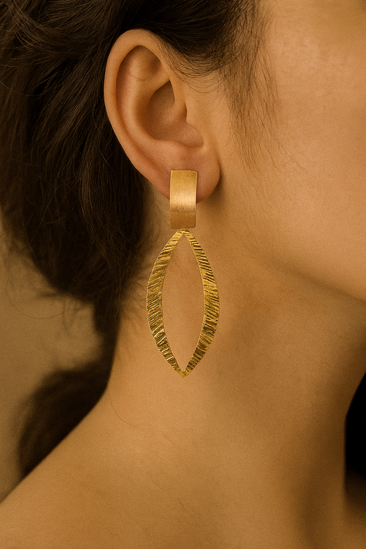 Golden Textured Dangle Earrings
