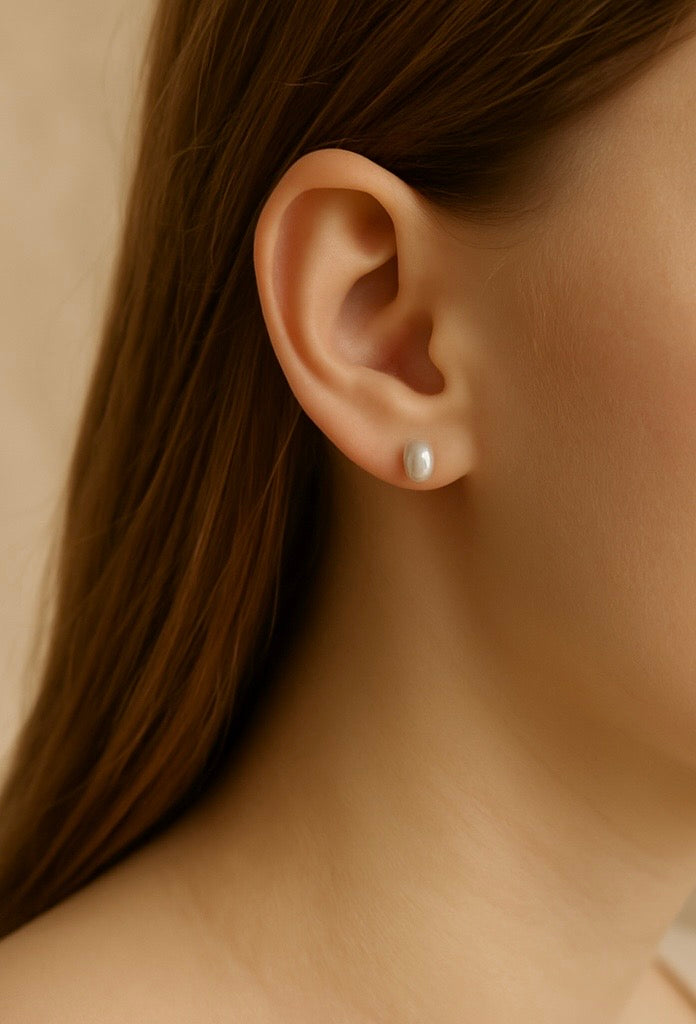 Glossy Oval Shell Studs