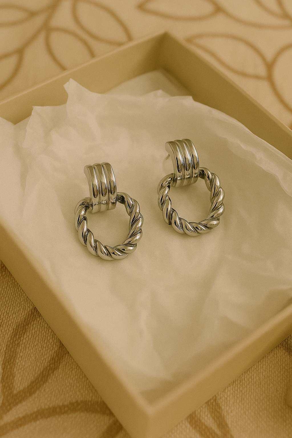 Twisted Elegance Silver Hoops