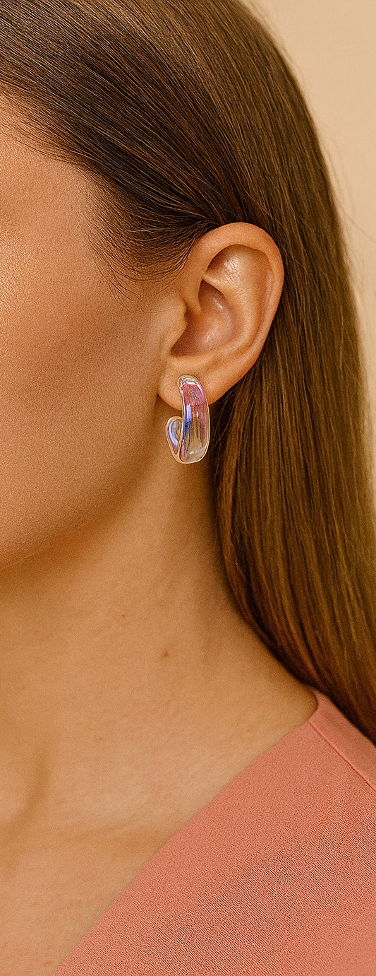 Iridescent Glass Glow Hoop Earrings