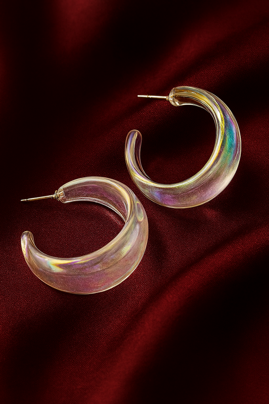 Iridescent Glass Glow Hoop Earrings