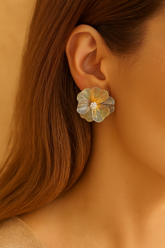 Golden Orchid Bloom Studs