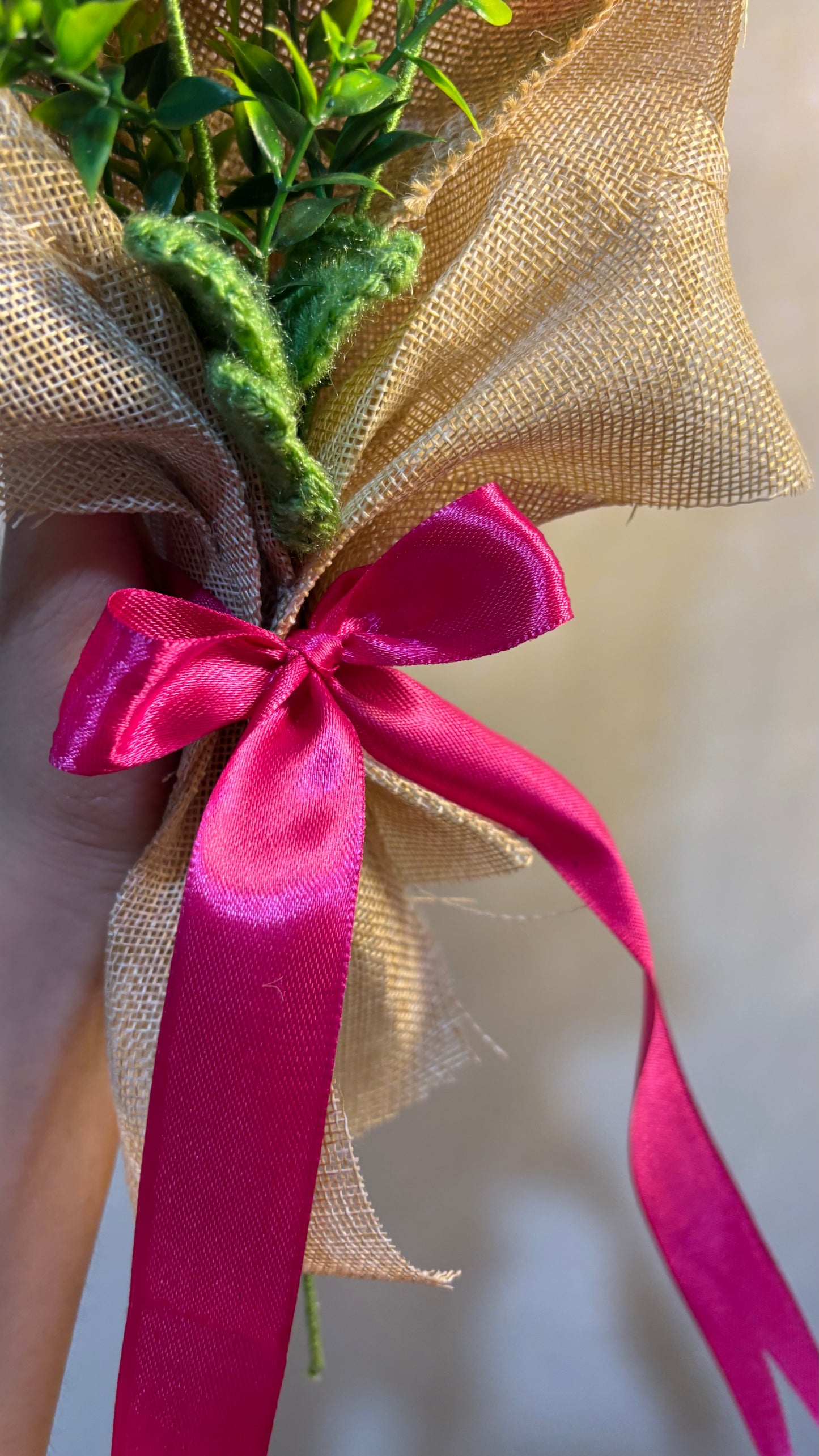 Crocheted Pink Peony Bouquet