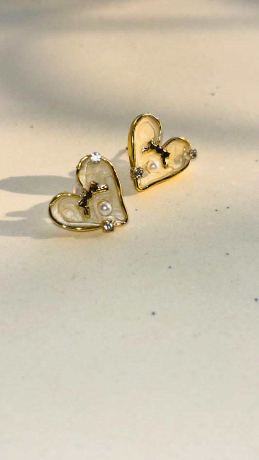 White heart studs