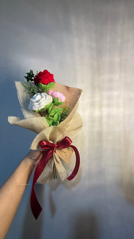 Trio of Love – Crochet Rose Bouquet