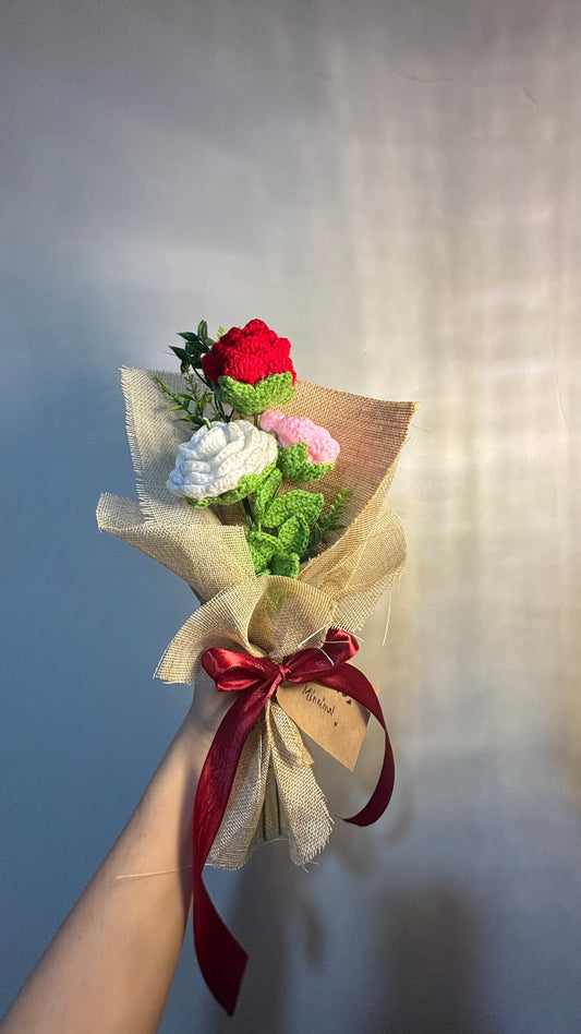 Trio of Love – Crochet Rose Bouquet