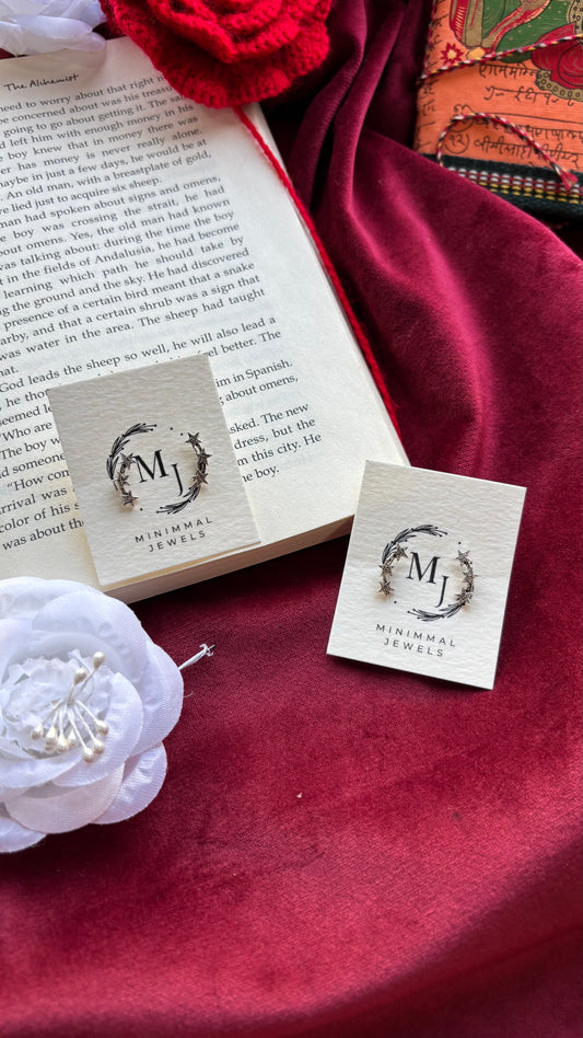 Celestial Star Climbers – Oxidised Stud Earrings