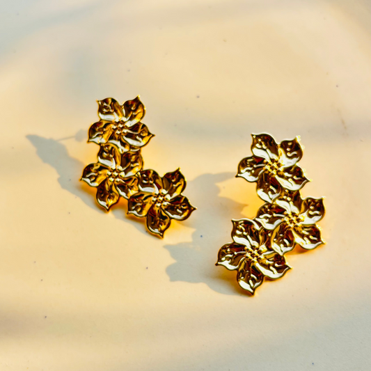 Half cut flower earrings