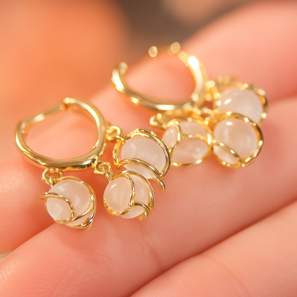 Golden Blossom Quartz Hoop Earrings