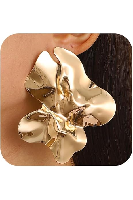 Golden Bloom Oversized Statement Earrings