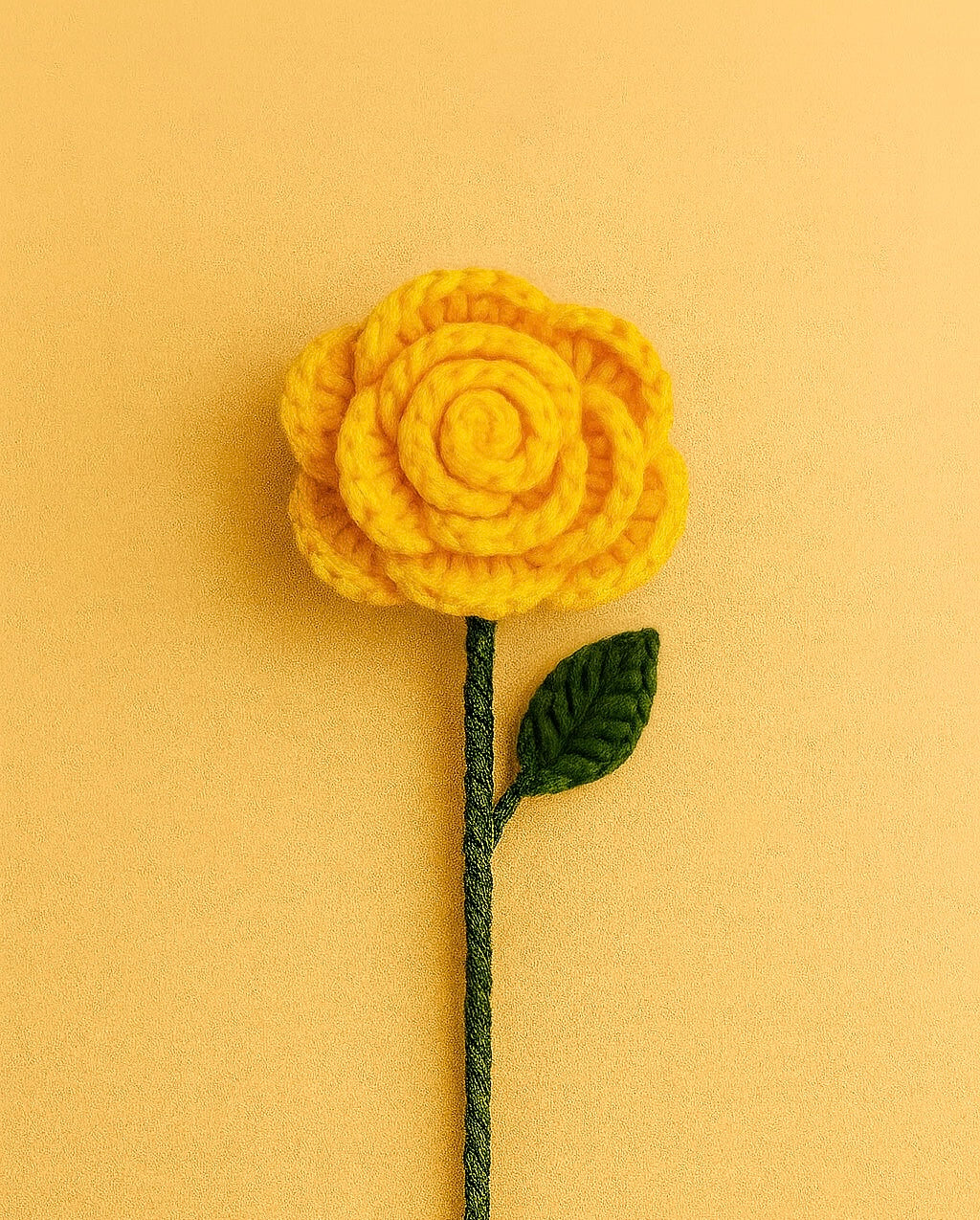 Handcrafted Crochet Rose – Single Stem without bouquet wrap