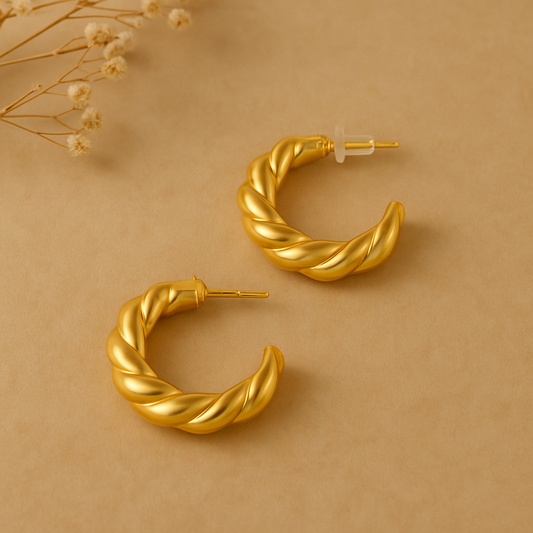 Golden Twist Hoop Earrings