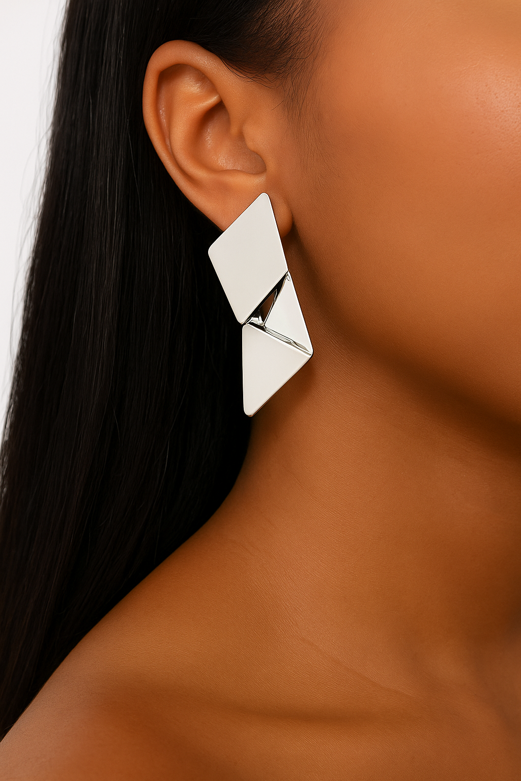 Silver Geometric Illusion Earrings