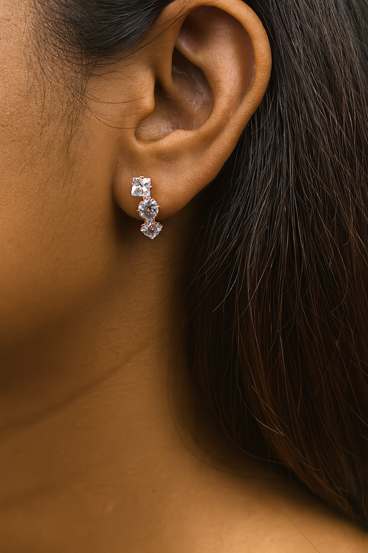 Crystal Curve Stud Earrings