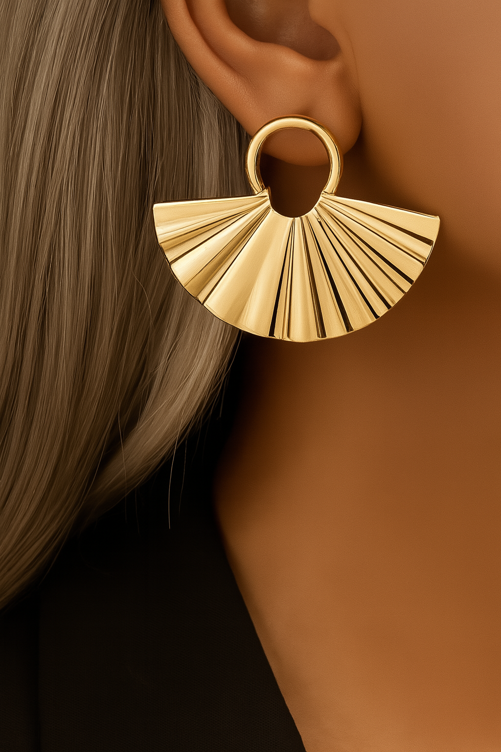 Golden Fan Radiance Earrings