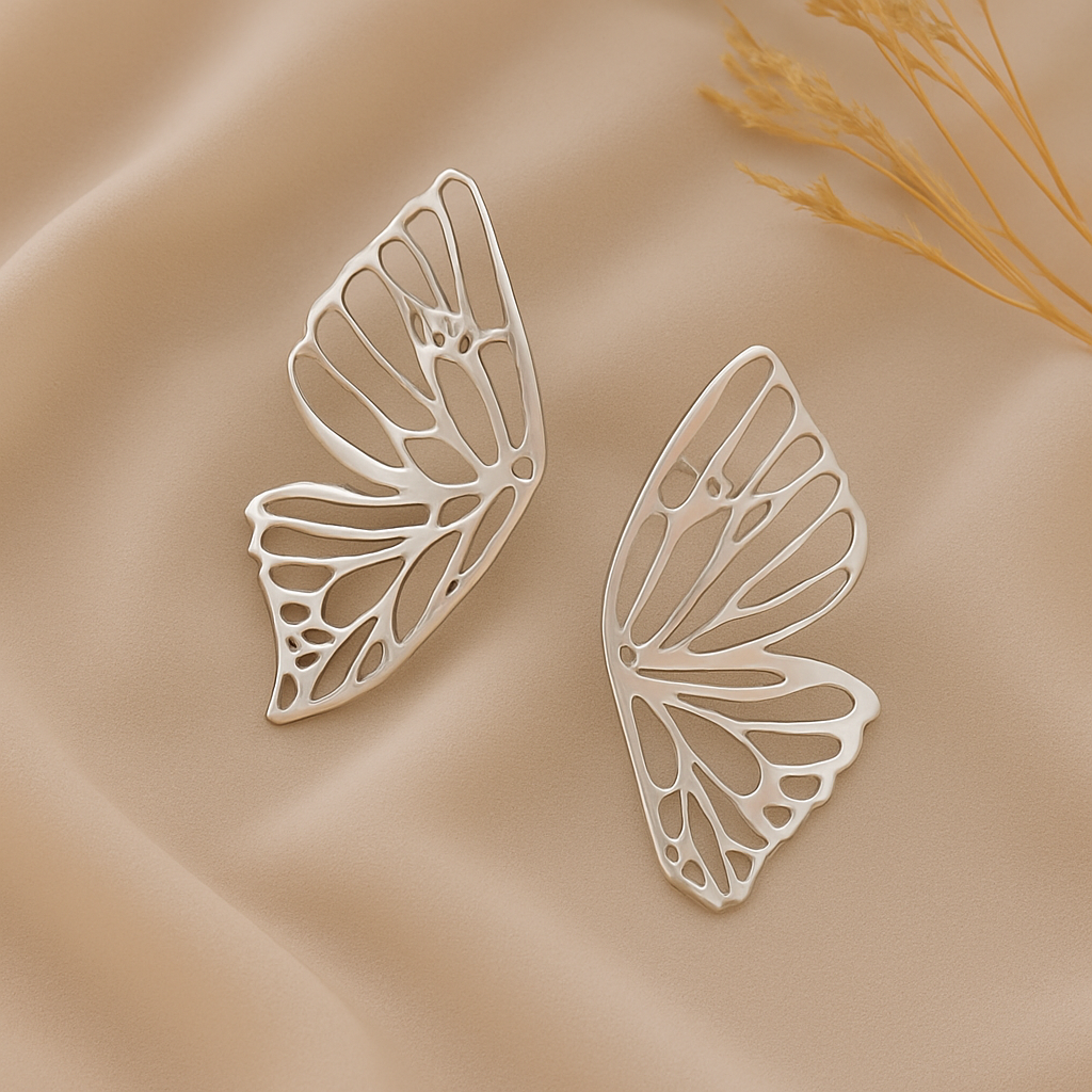 Butterfly Wings Statement Earrings – Golden, Silver & Rose Gold