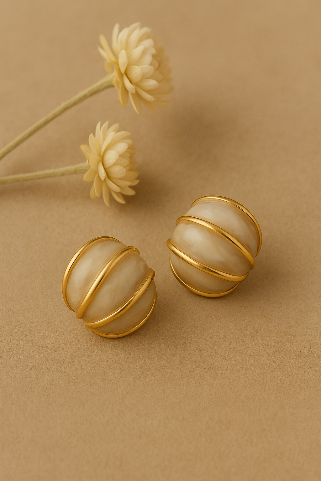 Ivory Shell Dome Studs