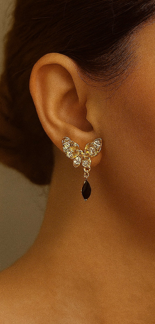 Golden Butterfly Drop Earrings