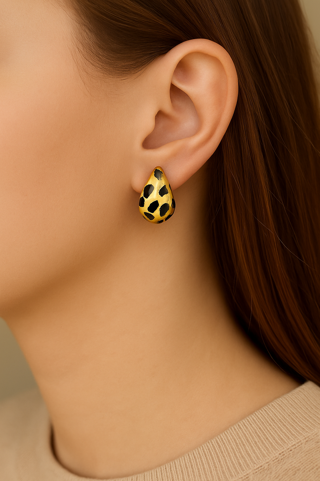 Golden Cheetah Drop Earrings