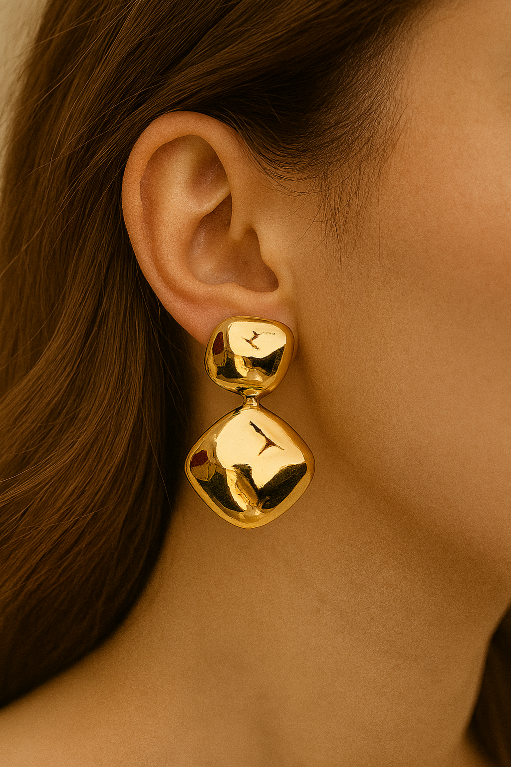 Bold Glossy Gold Drop Earrings