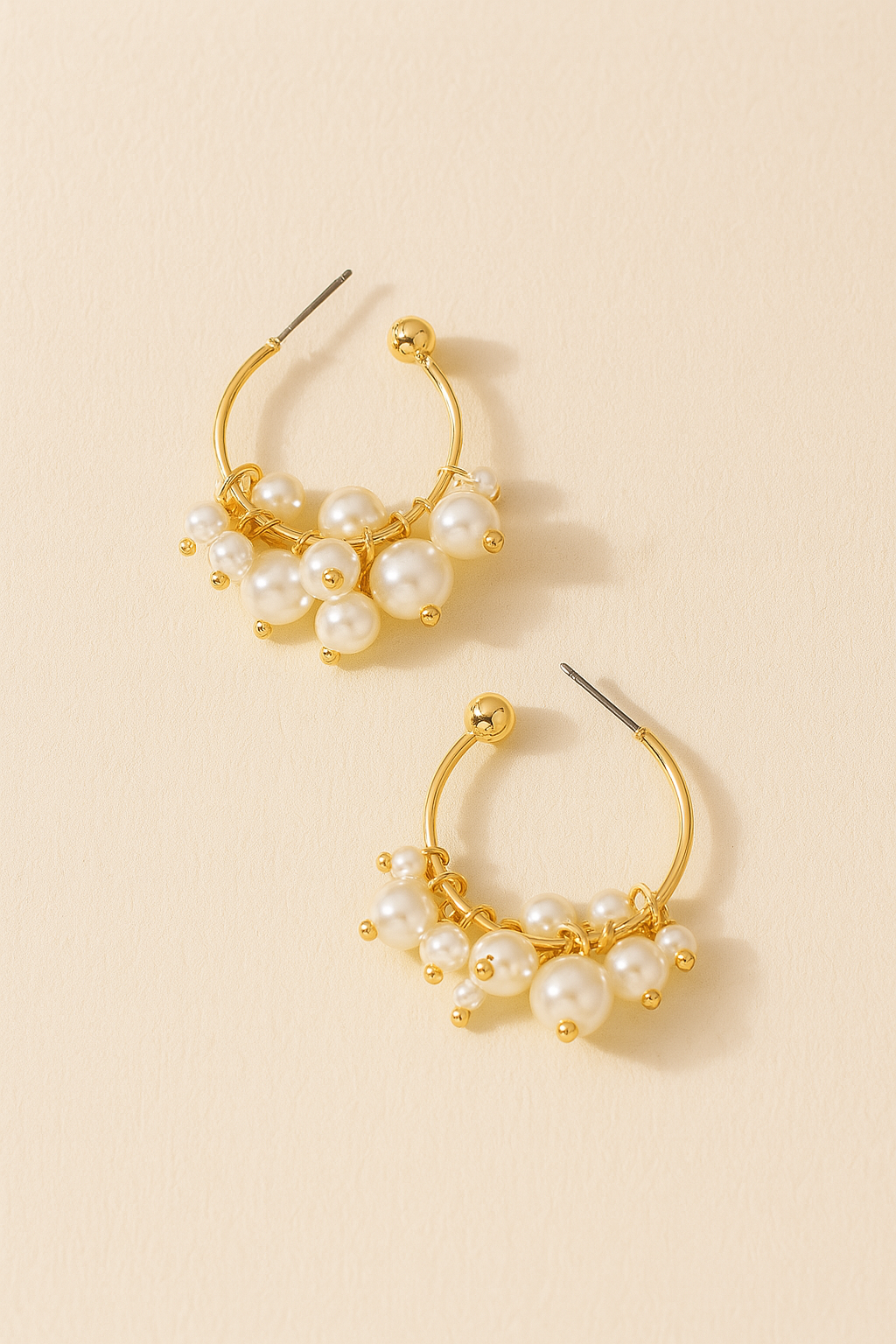 Luxe Pearl Cluster Hoop Earrings