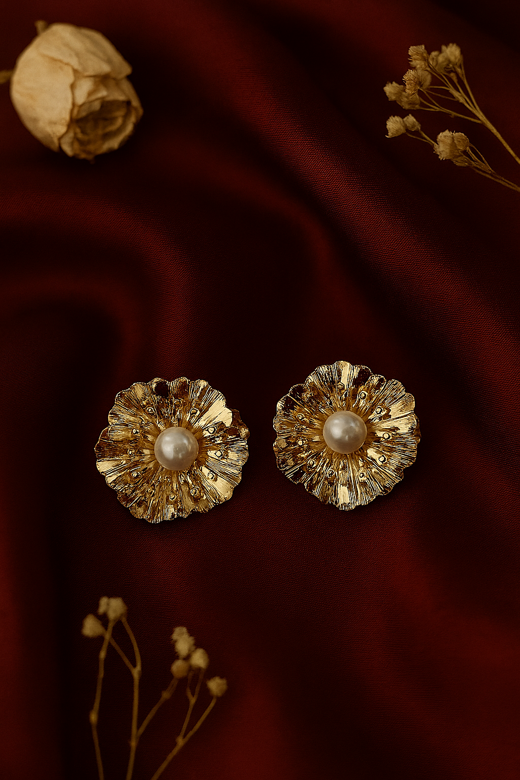 Golden Bloom Pearl Studs