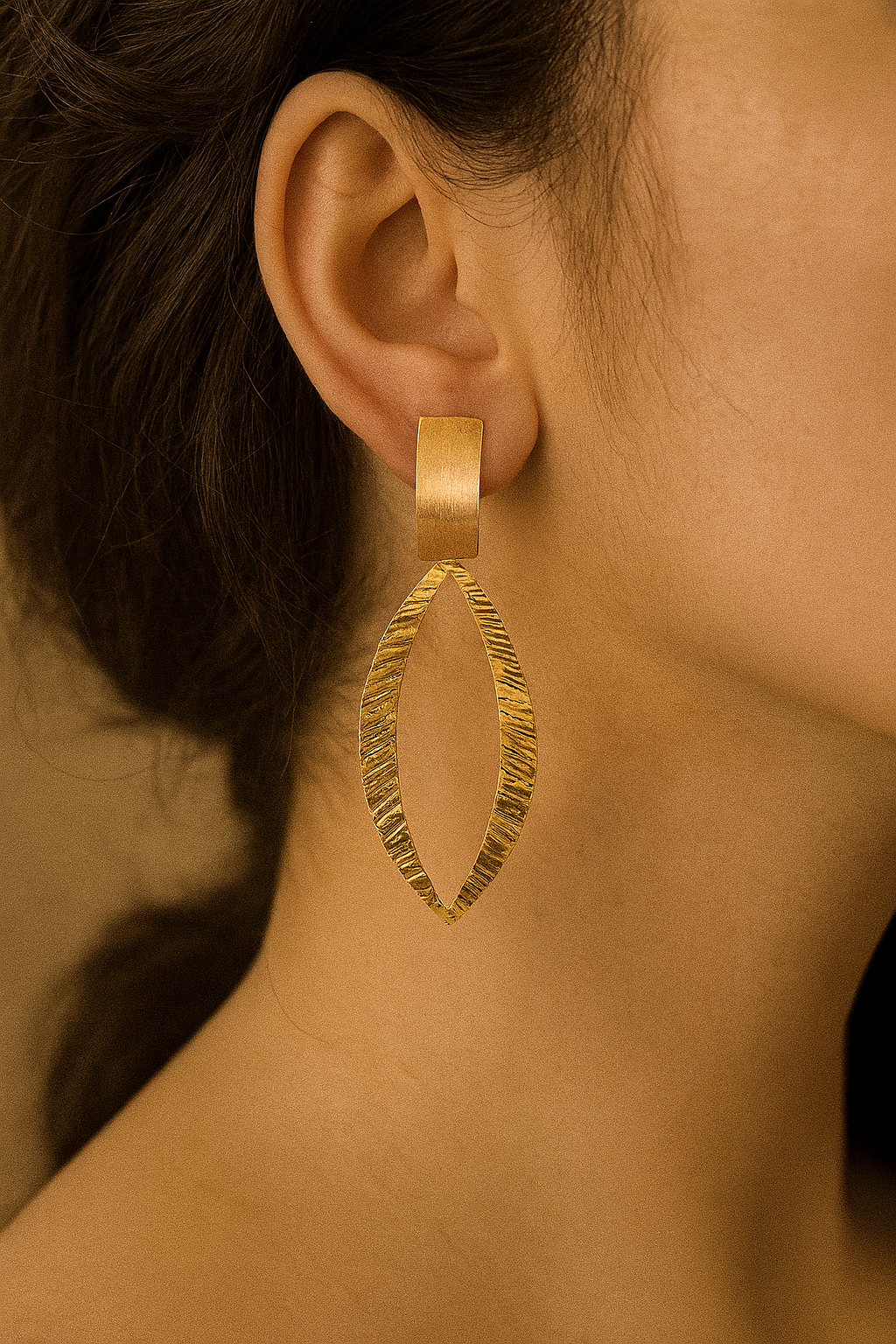 Golden Textured Dangle Earrings