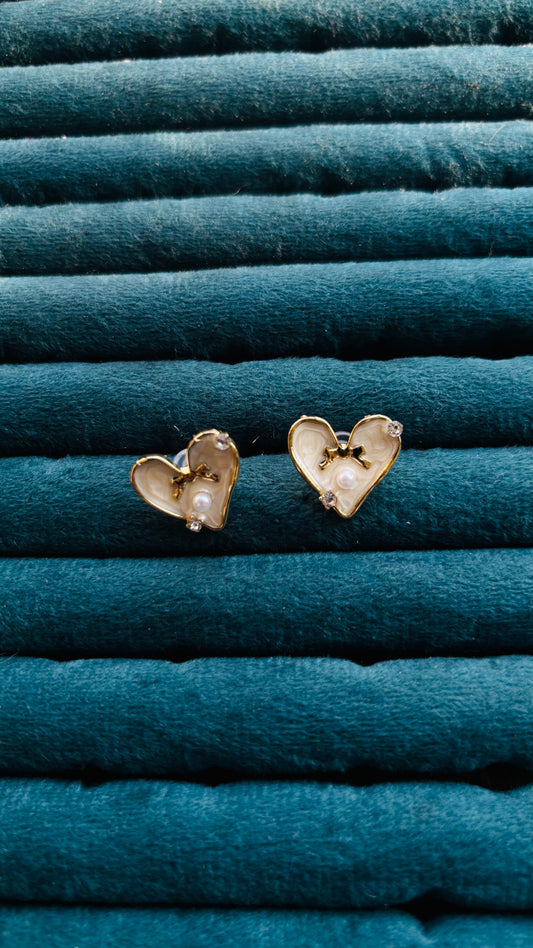 White heart studs