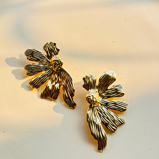 Half flower earrings