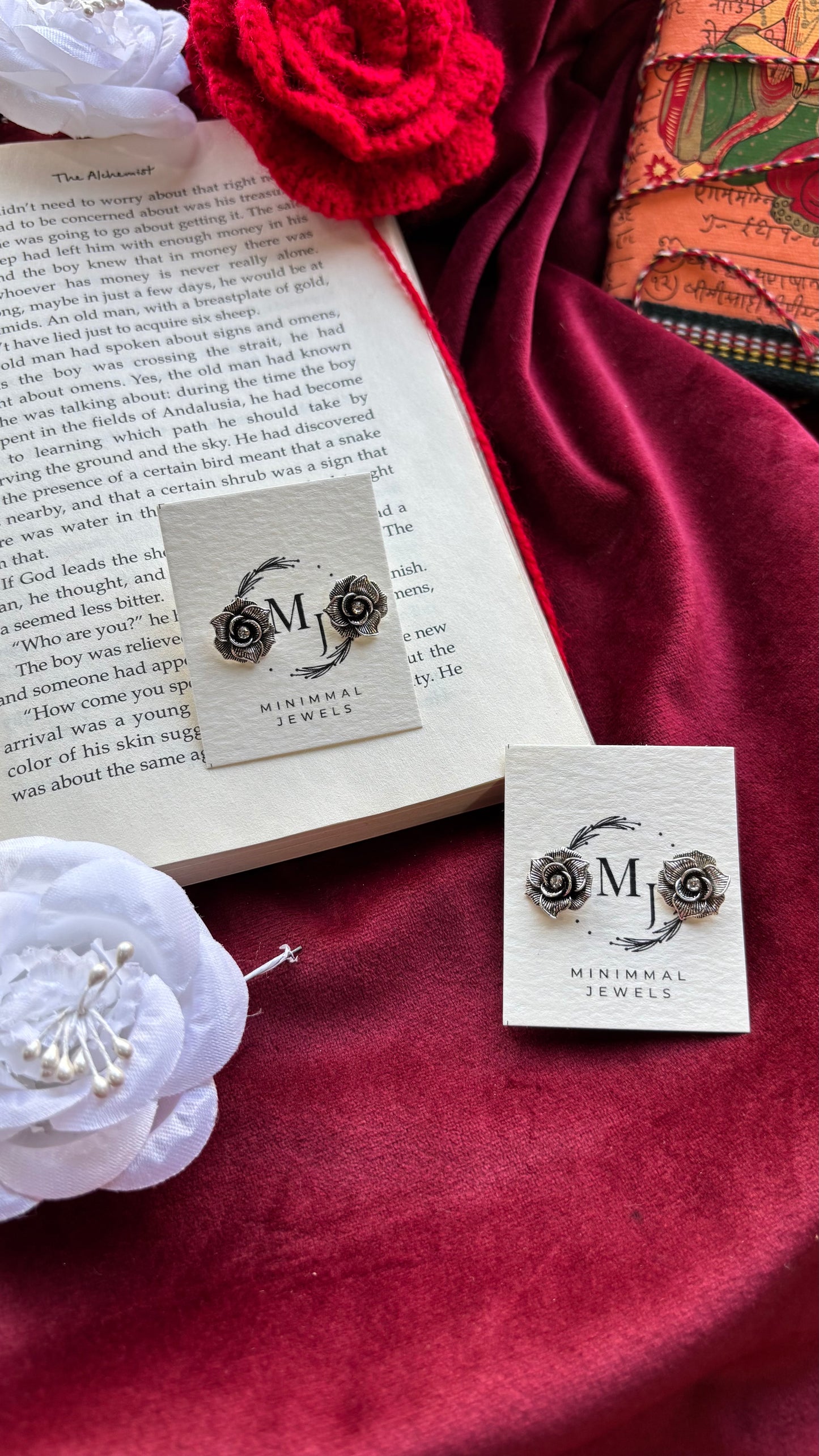 Vintage Rose Stud Earrings