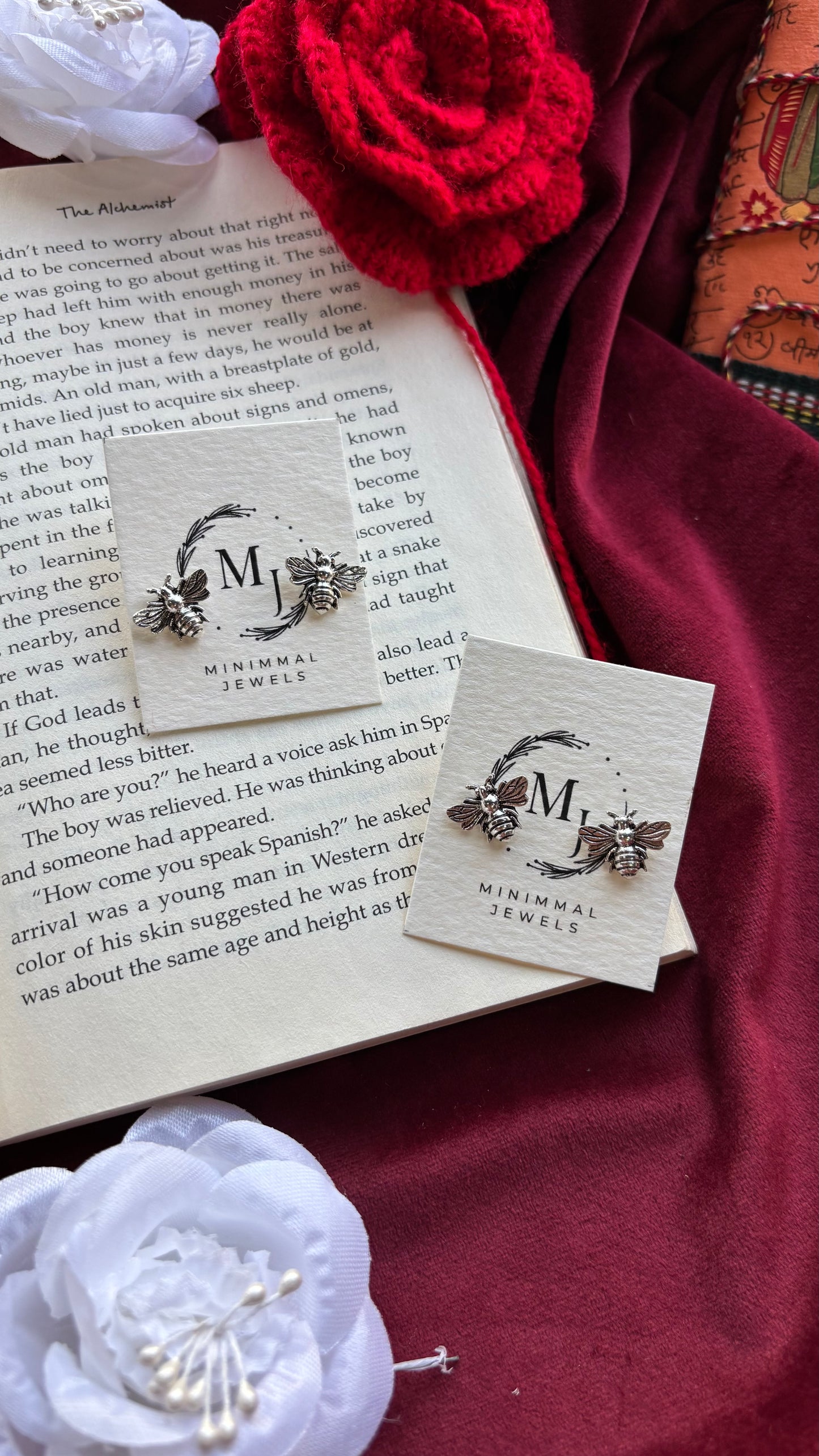 Oxidised Bee Stud Earrings